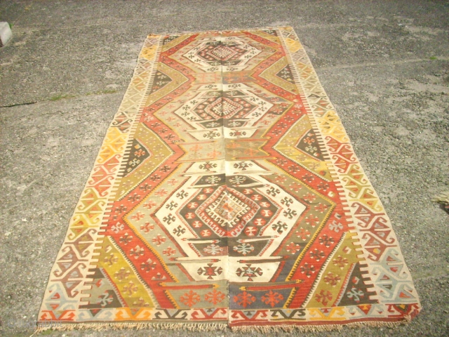 very old anatolian Kilim. Size: 144 x 355 cm.                        