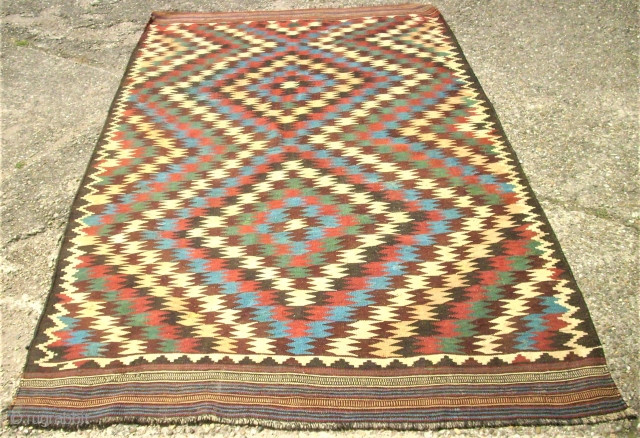 antique Veramin Kilim. Size: 153 x 260 cm. Very good condition. Wonderful Colors.                    