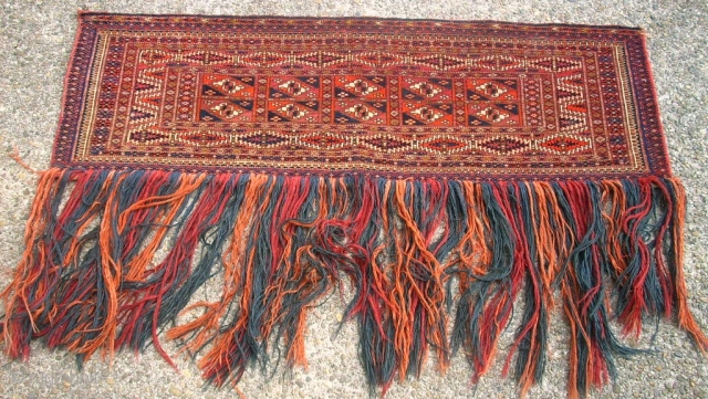 Old turkmen Torba. Size: 28 x 126 cm. Very fine knotting. Nice colors.                    