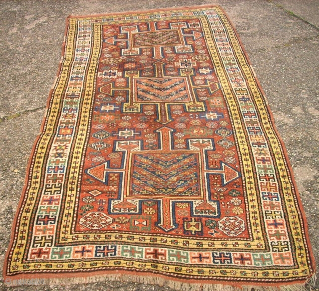 antique Kordi Quan rug. Size: 160 x 310 cm. Some used pile. Great colors. a wonderful piece.                