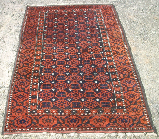 Old wonderful Baluch carpet! Size: 115 x 188 cm. Great design. Full pile. Good condition. Fine knotting.                