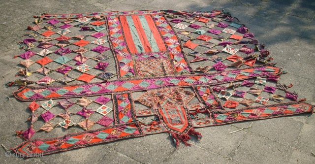 Rare, antik Usbek Kamel or horse trapping. Size: 224 x 220 cm.                     