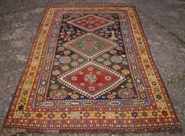 South persia nomad gashgai rug. Size: 138 x 229 cm. Used. Low pile.                    