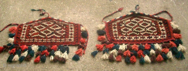 Rare small Pair Yomud Asmalyk. Size: 35 x 60cm and 31 x 60 cm. Very good condition.                