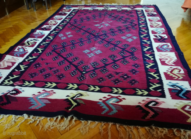 Antique Pirot Sarkoy kilim, measuring about 2x1,5m, about 130 years old.
Ask for the price                   