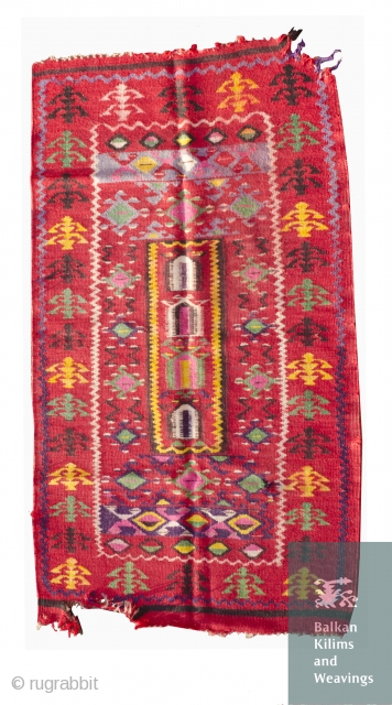 Old Bosnian sharkoy kilim with motif mihrab, dimension 1,5x0,7m ...                       