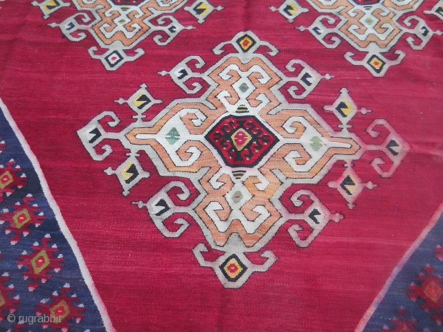 Big Sarkoy Bosnian kilim. Measuring about 3,2 x 2,7m. Aged about 100 years. Symbolizes  Mirhab . In  good condition. 
Ask about this         