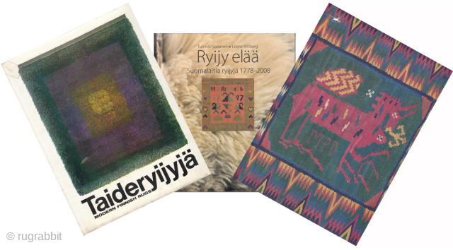 Three hard to find out of print hardcover BOOKS on Finnish ryijy’s (rugs) and Swedish flatweaves. One is in English, and two in Finnish. All with a multitude of photographs. Book 1) ...