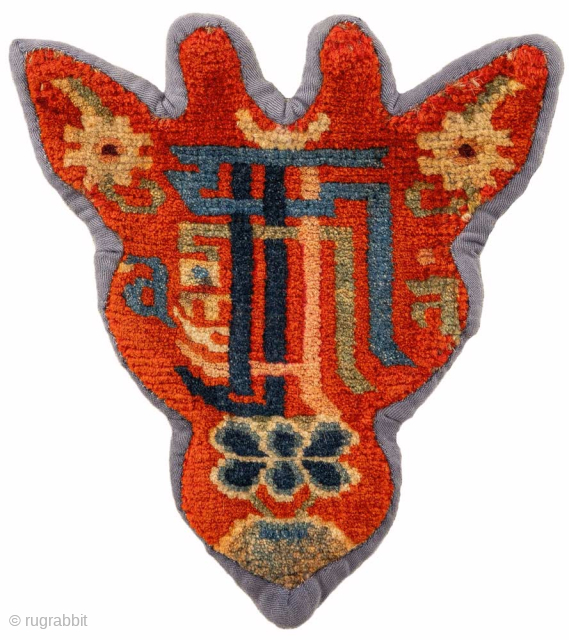 Tibetan takyebs are decorative woolen ornaments, woven for use on horses and pack animals, which are constructed specifically to fit securely on the animal’s forehead. Often the design itself has an additional  ...