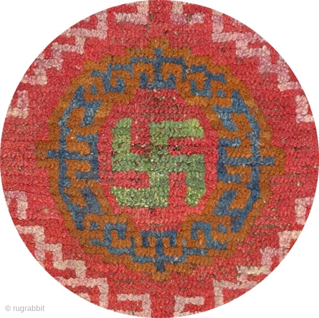 This khagangma, or Tibetan seating square, is simply nothing short of an extraordinary example of Tibetan woven art. Stunningly beautiful, relatively large and in unaltered original condition, it has a central yundrung  ...