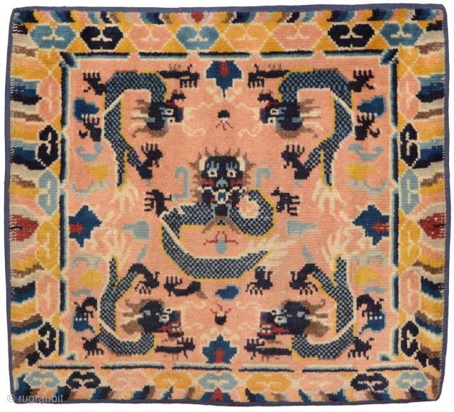Five dragon seating mat, possibly meant for a Lama to meditate on, that was made in Ningxia, China, in the very early 1900’s. Probably once part of a two piece set that  ...