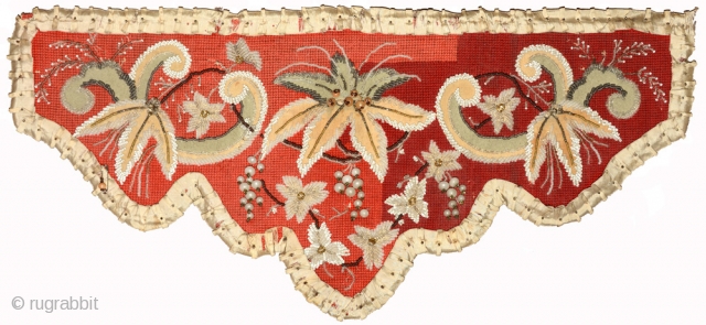 Russian hand stitched embroidery from the 1800's / 19th century (and believed to originate from the Saint Petersberg area) that was used as a decoration across the front of an icon corner  ...