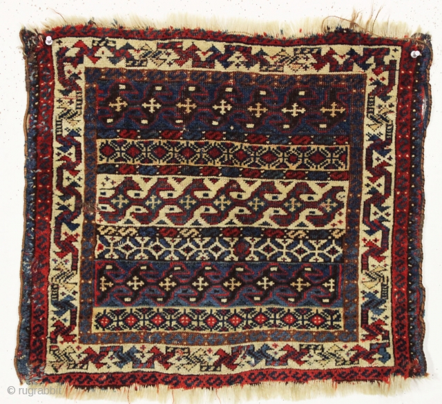 antique south persian bagface. Rare design with highest quality wool and all good colors. "As found", bit of wear and rough edges as shown. good age ca. 1880 or earlier. 19" x  ...