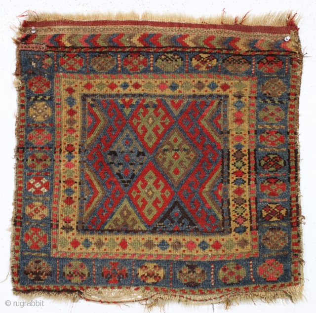 antique jaff kurd bagface. good pile. all natural colors with an unusual and attractive palette. late 19th c. 24" x 24"            