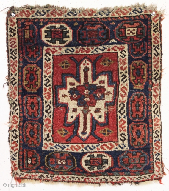 antique northwest persian bagface. Unusual design. Good pile. All natural colors. good age. 19th c. 19" x 21"               