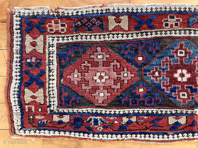 Antique example of an interesting group of likely Kurdish pile weavings. As there are no closure devises I assume these to be a trappings of some sort. Bold drawing and beautiful saturated  ...