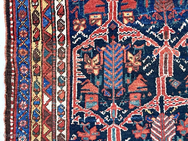 Antique Persian rug, likely bahktiari,  in very good condition with an attractive design and lovely old colors. Overall good medium length pile with just light wear. I see a few tiny  ...