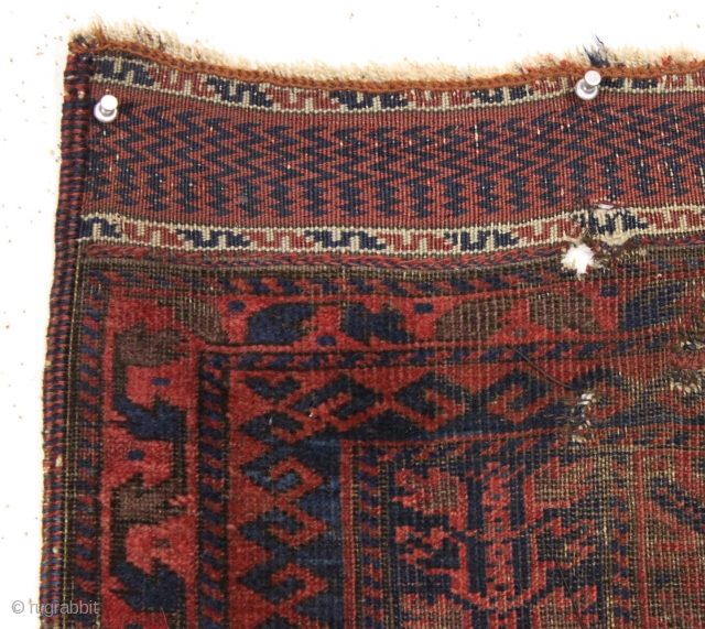 Antique baluch prayer rug. Its not often I would put the kelim end as a feature of a rug but in this case it is so fine and delicate. Early blue ground  ...