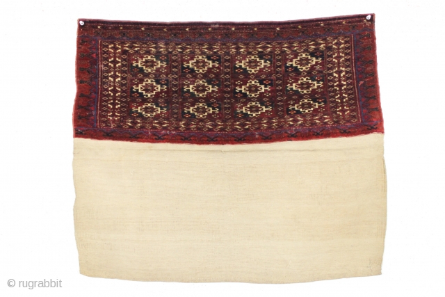 antique tekke mafrash complete with original back. From a recently acquired local New England collection of older tribal pieces. Fine weave and all natural colors featuring a nice deep red and electric  ...