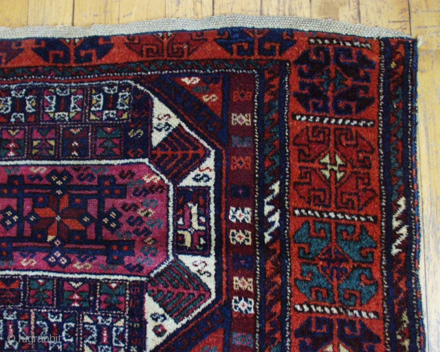 Antique Kurdish East Anatolian rug. Good original untouched condition. Thick pile. Typical creases. All good natural colors. This weaver decided the rug was finished without completing the borders! Original braided end finishes.  ...