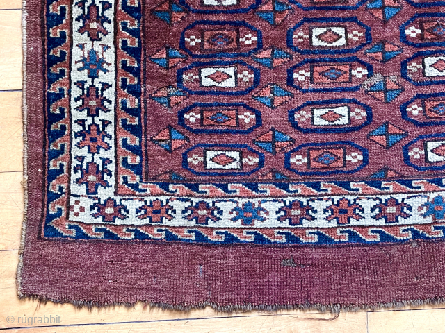 Antique turkman yomud kap with an attractive and somewhat uncommon design. Overall good condition for the age with good overall pile. All natural colors. Turkish knotted. Reasonably clean. 19th c. 18” x  ...
