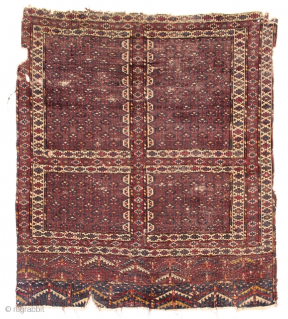 Early yomud ensi. Short, dark, and handsome. Not your average weaving. Some silk highlights. One touch of the back conveys all that's needed. Highest quality wool and jewel like natural colors. Far  ...