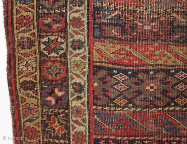 antique kurd bidjar rug. Quirky little rug with a field of all border designs. "as found", very very very dirty and with wear and roughness as shown. Priced accordingly. No idea what  ...