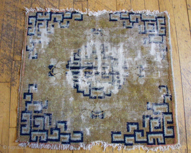 Antique Chinese square. Old. Very worn. Summer cleanout. 30" x 33"                      