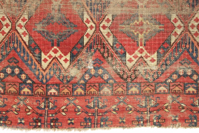 Antique ersari chuval. A beautiful design. An elegant ghost of a weaving. All natural colors. And very dirty. 3rd qtr 19th c. 3'1" x 4'10"        