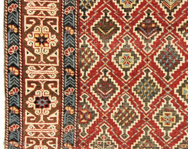 antique caucasian rug. Excellent older example of this group. All natural colors and even low pile. Soft blanket like handle. Well oxidized browns add to the overall beauty. Recent good wash. I  ...