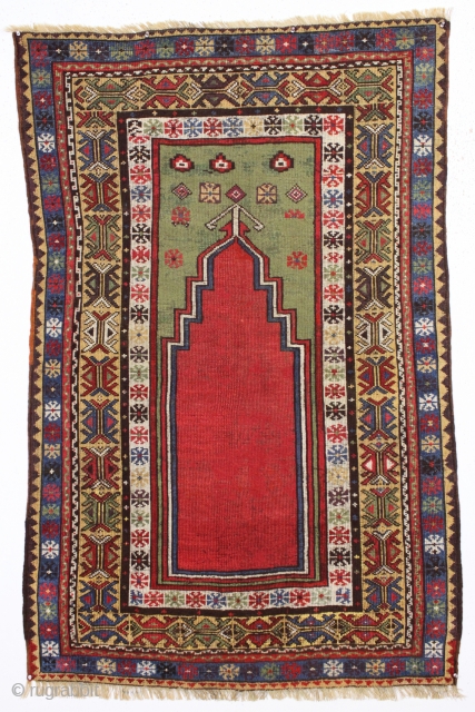 antique colorful anatolian prayer rug. Charming little village prayer rug in overall pretty good condition for a genuine old example. "As found", reasonably clean and with perhaps some older well done restoration.  ...