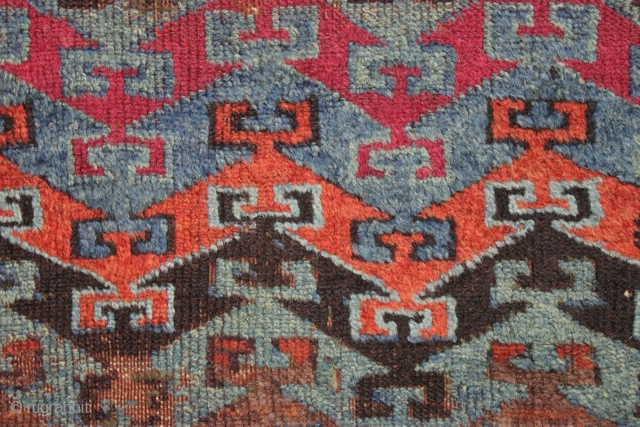 antique east anatolian rug. Interesting design. Not great condition. Priced accordingly. 19th c. 3'11" x 6'7"                 