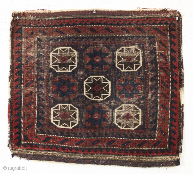 Antique baluch bagface. Interesting design. All natural colors. 19th c. 2'3" x 2'6"                    