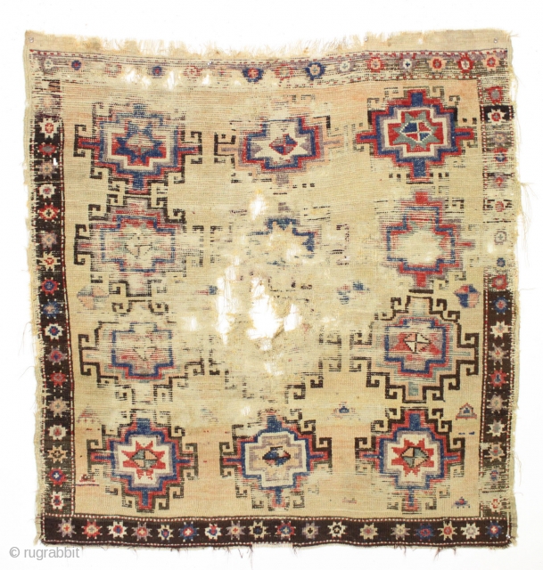 Antique anatolian rug. Old survivor, barely. One could wax poetic on this relic. Or not. 4'7" x 4'11"               