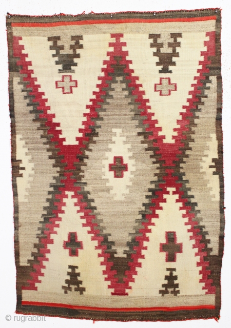 antique navajo rug. Nice little rug with bold design and overall good condition for a genuine example. I see no repairs and no color run. Soft pliable handle. Reasonably clean. Probably early  ...