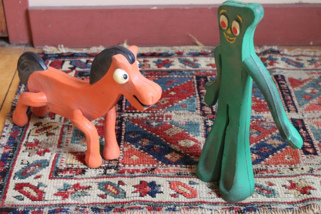 Gumby and Pokey holiday shopping for a fine antique rug. Seasons greetings.
                     