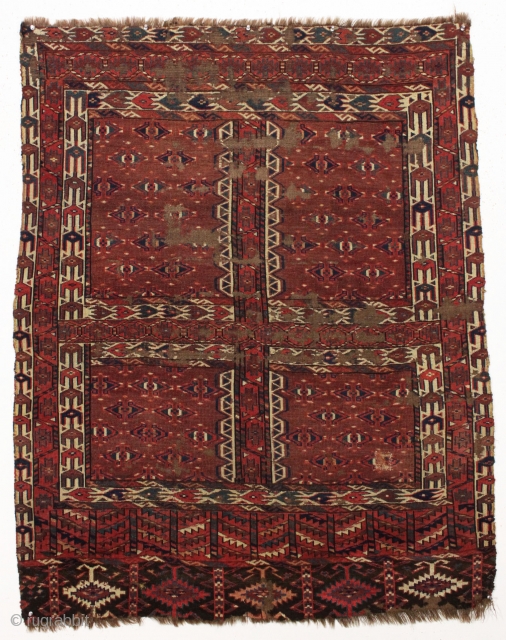 Early yomud ensi ca. 1850. As found. 3'11" x 4'10"                       