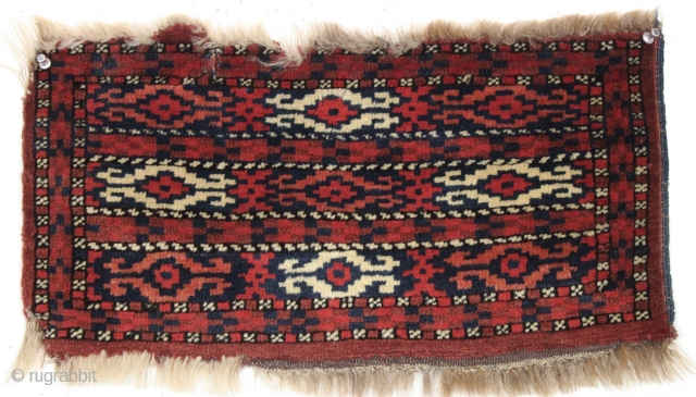 Antique little turkoman kap. All natural colors. Good even pile. Nice tight weave. Original sides, shallow end gouges. Could use a wash. Late 19th c. weaving. First day priced. 10" x 21"  ...