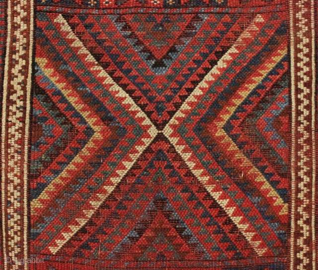 antique kurdish rug with an unusual design. "as found" 19th c. 4'4" x 7'6"                   