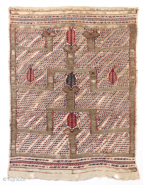 antique anatolian flat weave with interesting ascending niche design. All natural colors. Complete and overall good condition as shown with very slight old wear. 19th c. 3'8" x 4'11"
    