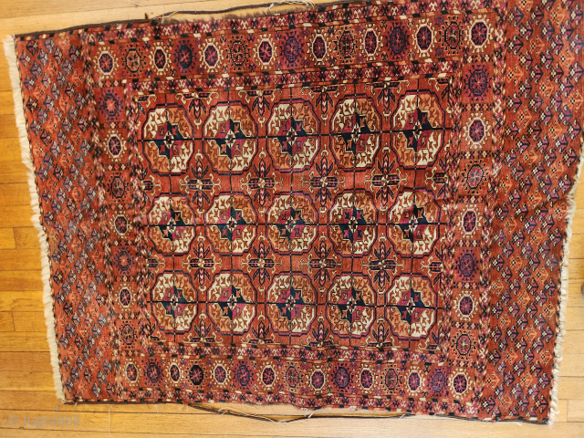 beautiful turkoman small carpet ,51 inches X 38 inches