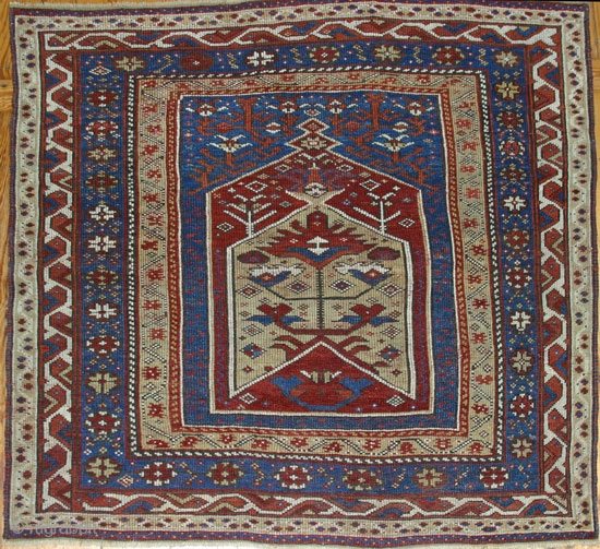 19th.C. Westanatolian Prayer Rug ( 130x130 cm ) in great condition, ends and sides are all original.Not one single problem. Great colors, especially the yellow. Former owner attributed it to Makri, but,  ...