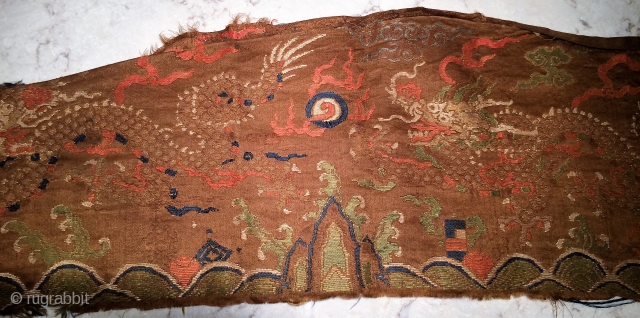 Ming Period Banner fragment 27" x 8"  Collected in Tibet 2000                     