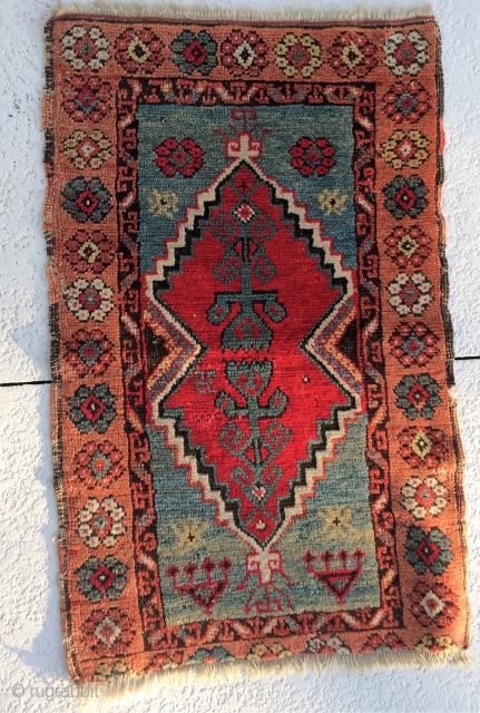 Turkish Yastik 35" x 22" Good color but note missing  about 1.5" on one end.  Original sides 19th century            