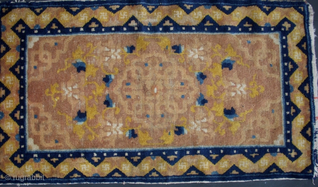 Nice older small Chinese rug.  Possible Top Saddle? 39 x 21 inches  Before 1880
Contact: grtex131@gmail.com                
