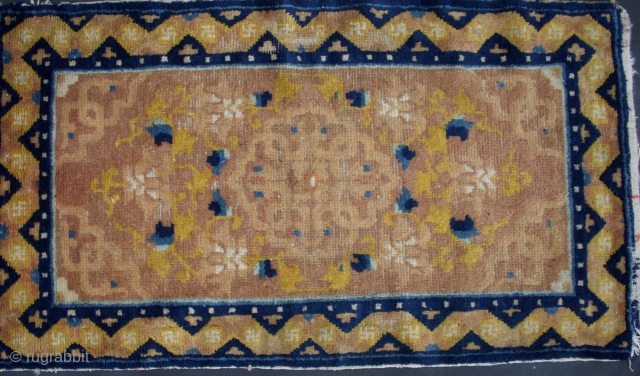 Nice older small Chinese rug.  Possible Top Saddle? 39 x 21 inches  Before 1880
Contact: grtex131@gmail.com                