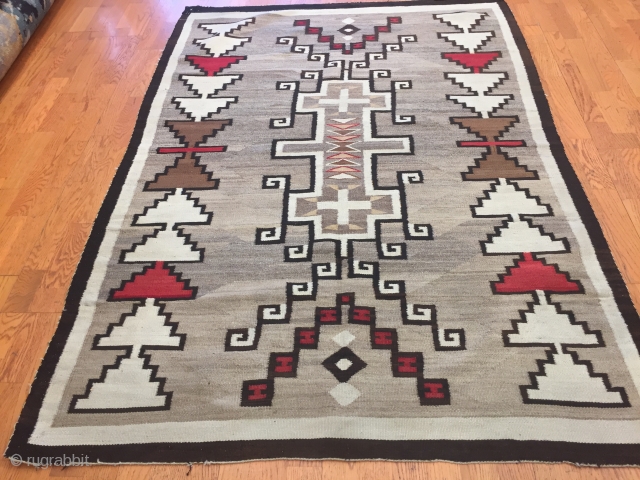 Native American Navajo rug of a striking effect size 4-2 x 6-2.                     