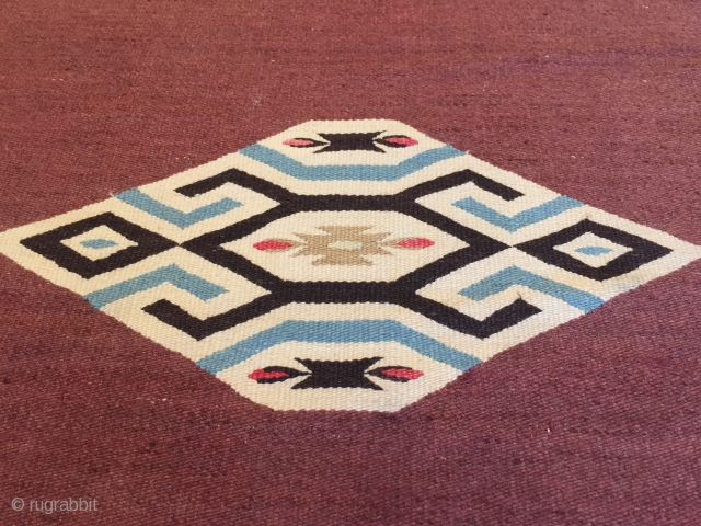 A early and very finely knotted southwest Chimayo weaving.
Size : 28'' x55''                     