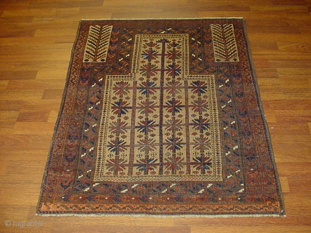 An antique tree of life Prayer Persian Baluch tribal rug,size 2ft.10 inches by 3ft.8 inches , circa 1880 in excellent condition.            