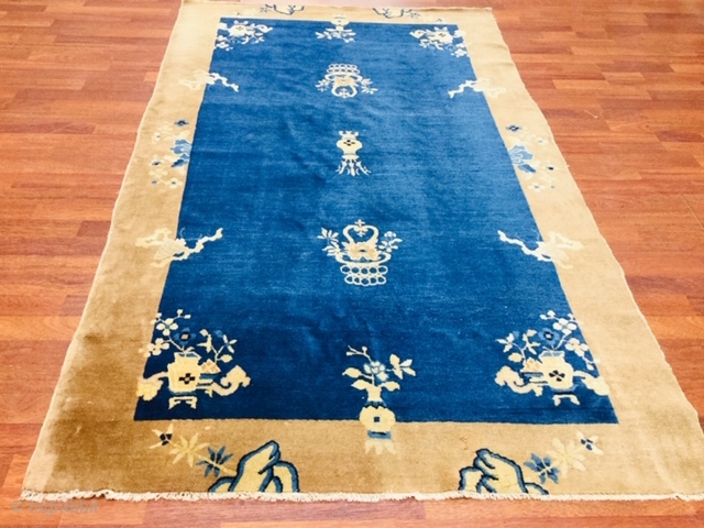 Antique Chinese Peking Rug-3511

An antique Chinese Peking rug from Panjang China, size 4 ft. 1 inches by 6 ft. 10 inches, circa 120, excellent condition with a good pile throughout, complete rug  ...